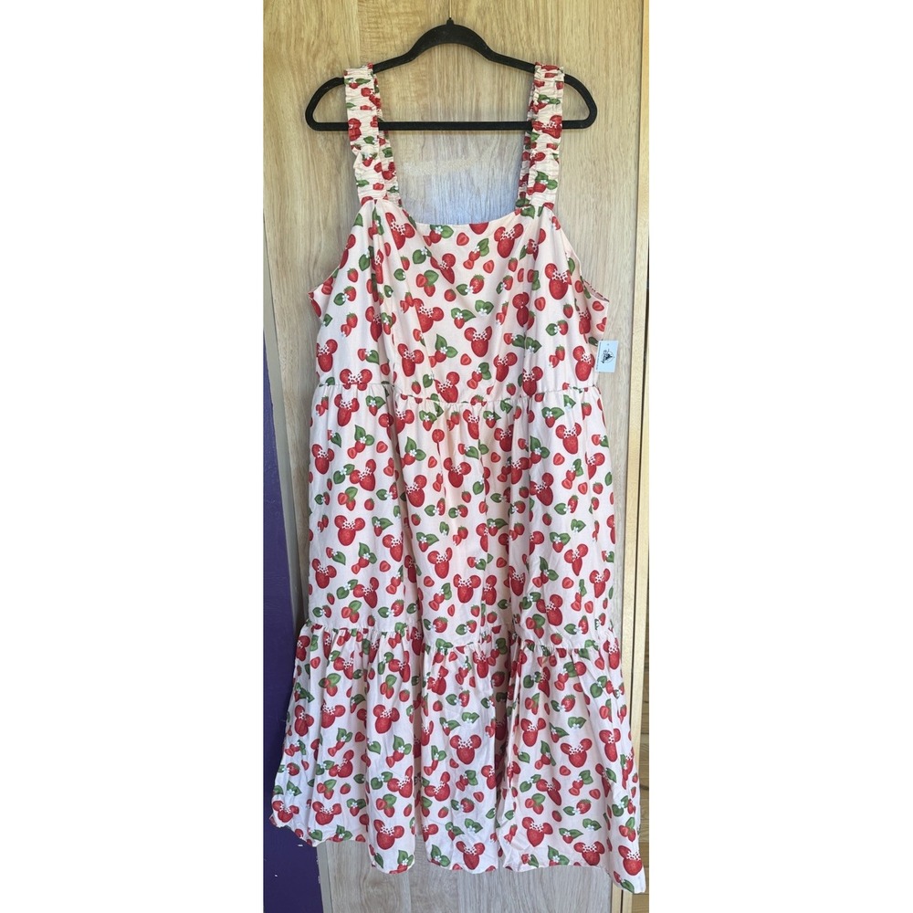 Disney Parks Minnie Mouse Icon Strawberry Dress for Women NWT 100% Cotton 2XL